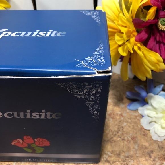 New Kpcuistic Red Rose & Butterfly Tea/Coffee Mug W/Silver Spoon & Coaster - Picture 11 of 11